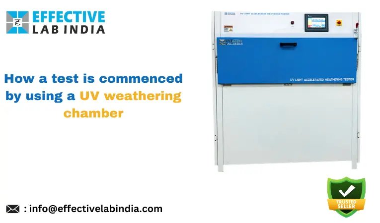 How a test is commenced by using a UV weathering test chamber?